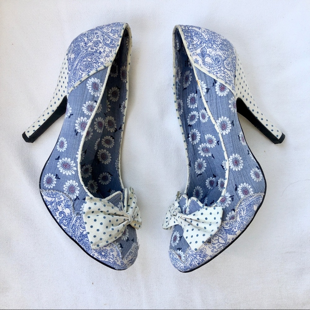 Anthropologie Dolce Mojo Moxy Floral Denim Pumps - Picture 1 of 8